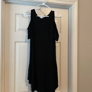 Cold-Shoulder Asymmetrical Black Dress